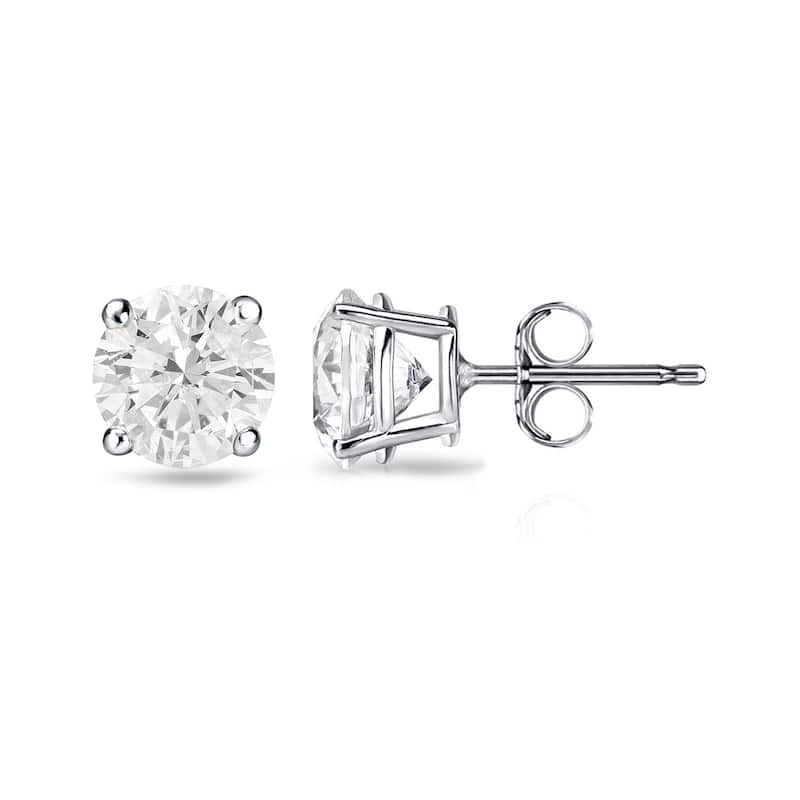 Auriya 1ctw Clarity-enhanced Round Diamond Stud Earrings 14k Gold (I1-I2) - White