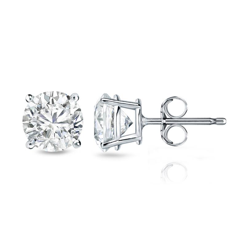 14k Gold Round 1ct TW Clarity Enhanced Diamond Stud Earrings (G-H, I2-I3) - White