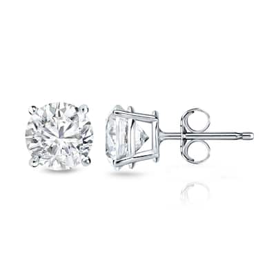 14k Gold Round 1ct TW Clarity Enhanced Diamond Stud Earrings (G-H, I2-I3)