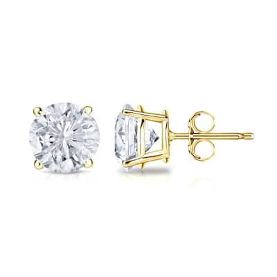14k Gold Round 1ct TW Clarity Enhanced Diamond Stud Earrings (G-H, I1-I2)