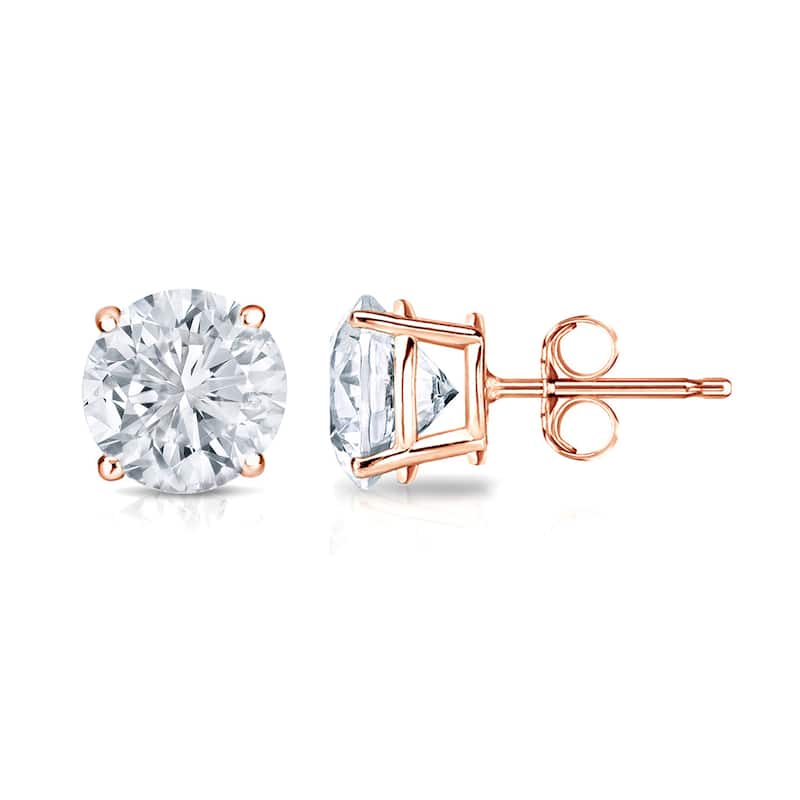 14k Gold Round 1ct TW Clarity Enhanced Diamond Stud Earrings (G-H, I1-I2)
