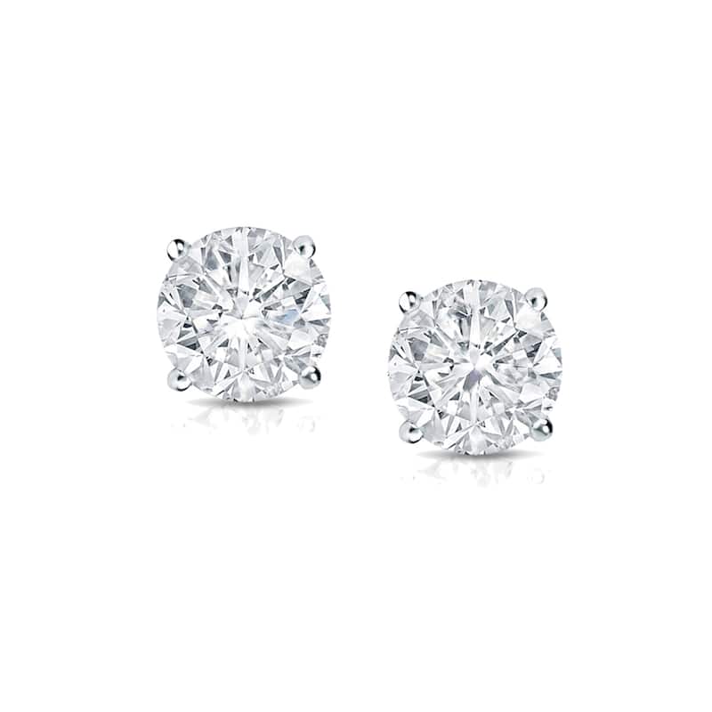 Auriya 14k Gold 1ctw Clarity-enhanced Round Diamond Stud Earrings (E-F, I2-I3)