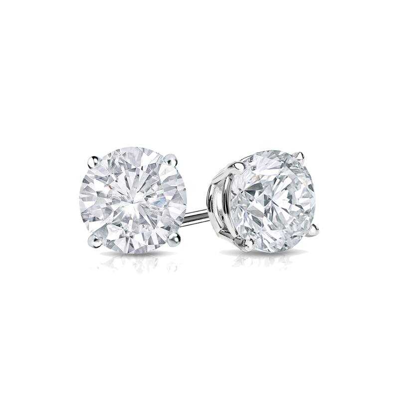 14k Gold Round 1ct TW Clarity Enhanced Diamond Stud Earrings