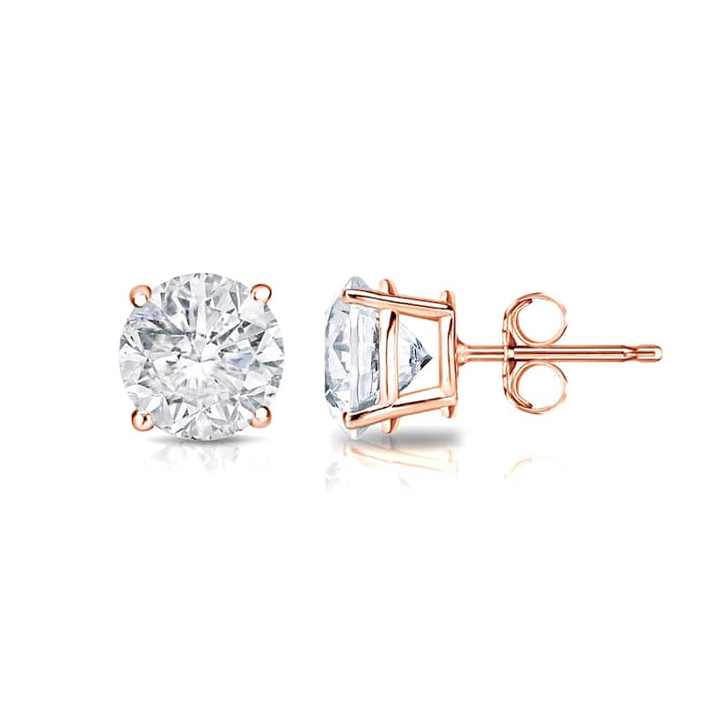 14k Gold Round 1ct TW Clarity Enhanced Diamond Stud Earrings