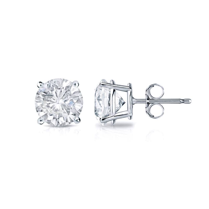 14k Gold Round 1ct TW Clarity Enhanced Diamond Stud Earrings