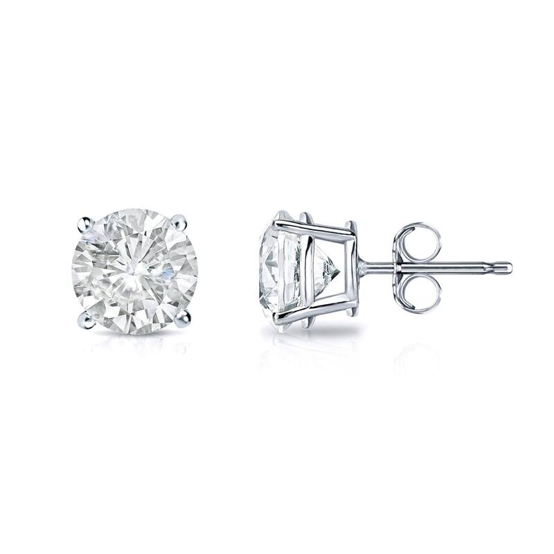 Auriya 3/4ctw Clarity-enhanced Round Diamond Stud Earrings 14k Gold (I1-I2) - White