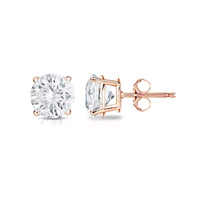 14k Gold Round 3/4ct TW Clarity Enhanced Diamond Stud Earrings (H-I, SI1-SI2) - White H-I