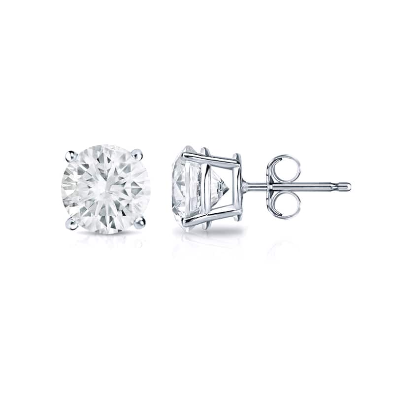 14k Gold Round 3/4ct TW Clarity Enhanced Diamond Stud Earrings (H-I, SI1-SI2) - White H-I