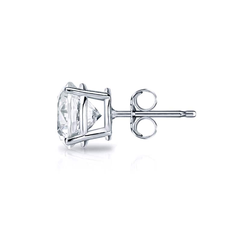 14k Gold Round 3/4ct TW Clarity Enhanced Diamond Stud Earrings (H-I, SI1-SI2) - White H-I