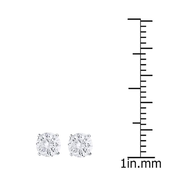 14k Gold Round 3/4ct TW Clarity Enhanced Diamond Stud Earrings (H-I, SI1-SI2) - White H-I