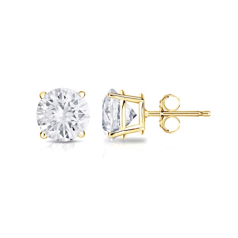 14k Gold Round 3/4ct TW Clarity Enhanced Diamond Stud Earrings (H-I, SI1-SI2) - White H-I