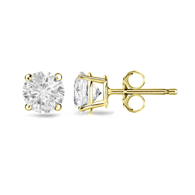 Auriya 3/4ctw Clarity-enhanced Round Diamond Stud Earrings 14k Gold (I2-I3) - Yellow