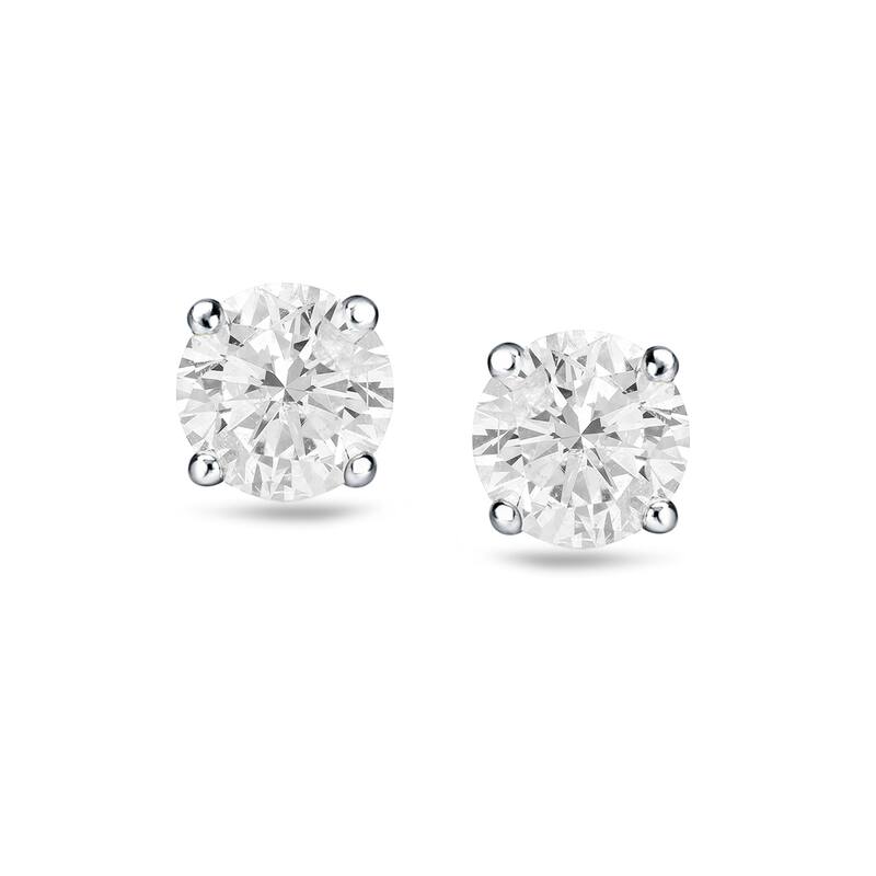 14k Gold Round 3/4ct TW Clarity Enhanced Diamond Stud Earrings (H-I, I1-I2) - White H-I