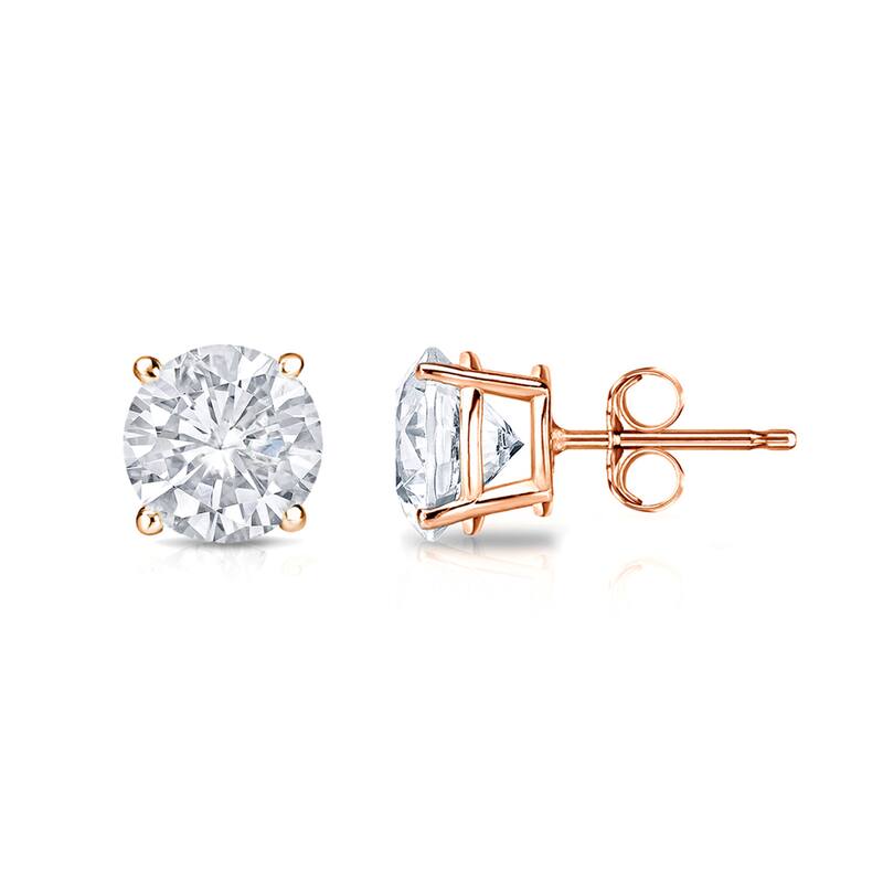 Auriya 3/4ctw Clarity-enhanced Round Diamond Stud Earrings 14k Gold (SI1-SI2) - Rose