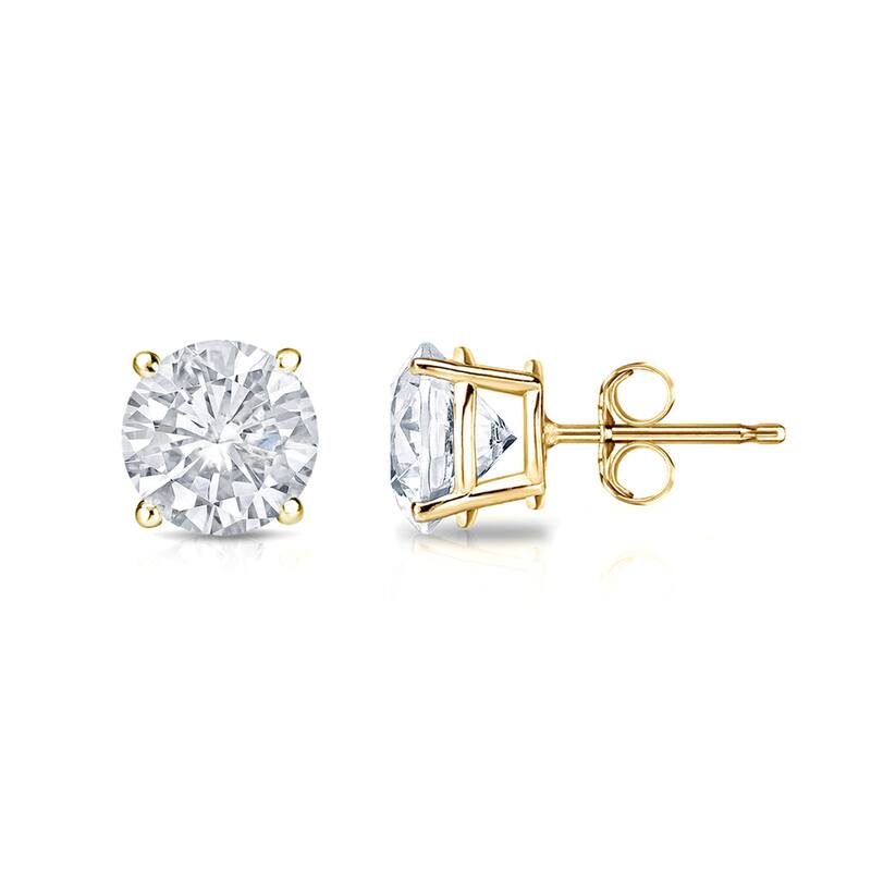 Auriya 3/4ctw Clarity-enhanced Round Diamond Stud Earrings 14k Gold (SI1-SI2) - Yellow