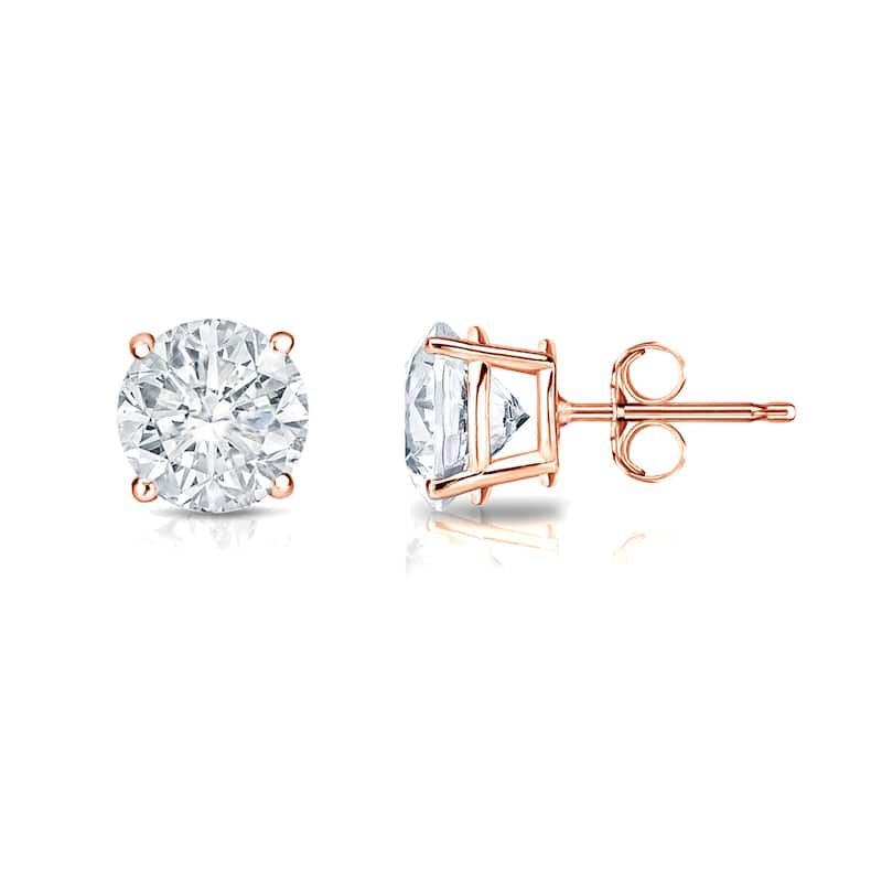 14k Gold Round 3/4ct TW Clarity Enhanced Diamond Stud Earrings (E-F, I2-I3)
