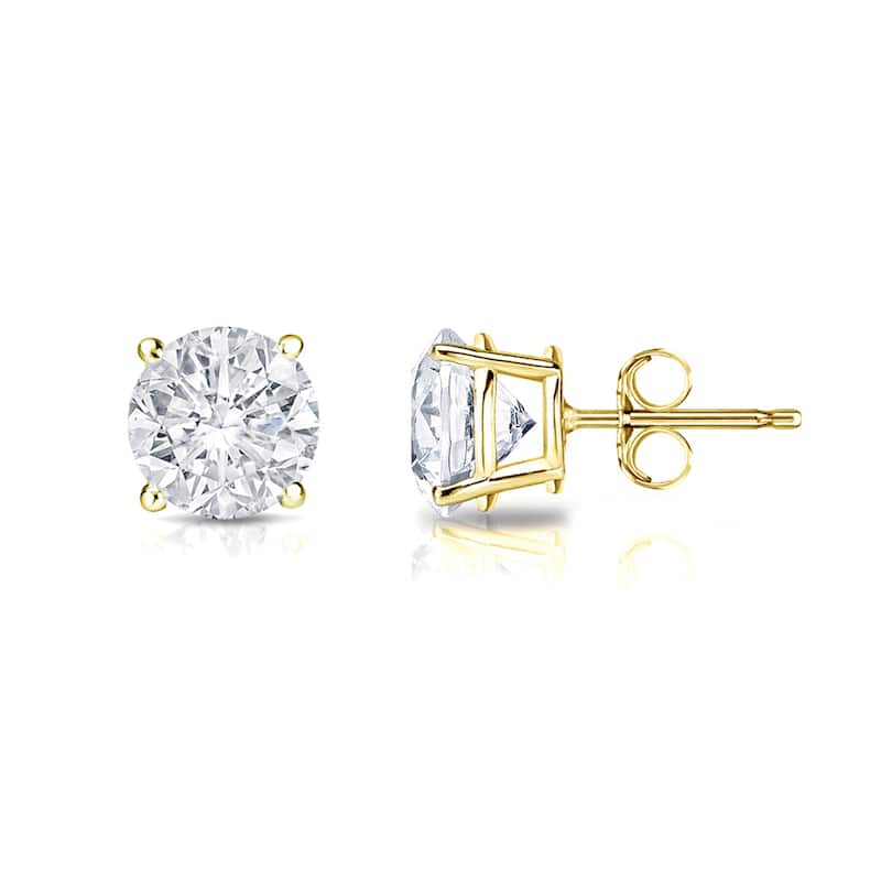14k Gold Round 3/4ct TW Clarity Enhanced Diamond Stud Earrings (E-F, I2-I3)