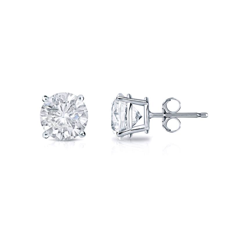 Auriya Round Diamond Stud Earrings 3/4ct TDW Clarity Enhanced 14k Gold - White