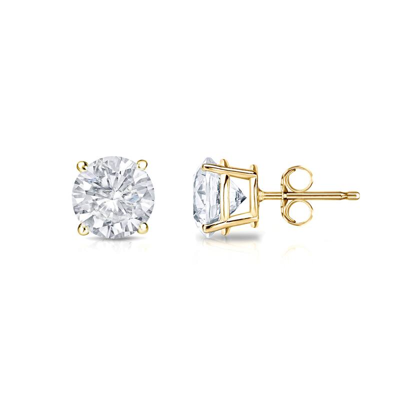 Auriya Round Diamond Stud Earrings 3/4ct TDW Clarity Enhanced 14k Gold - Yellow