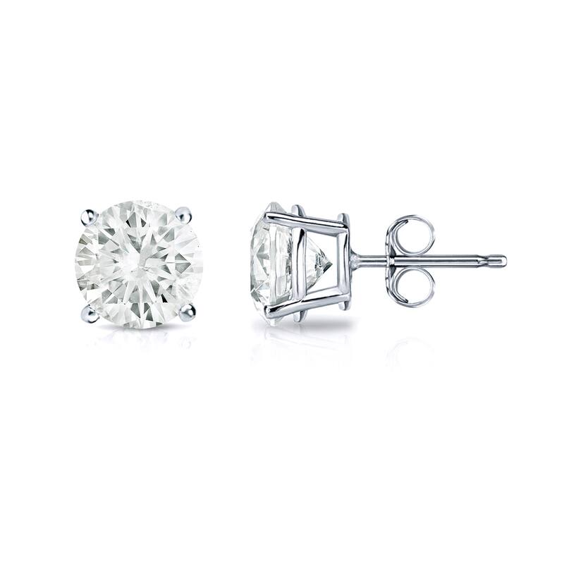 Auriya Round Diamond Stud Earrings 1/2ct TDW Clarity Enhanced 14k Gold (J-K, SI1-SI2) - White