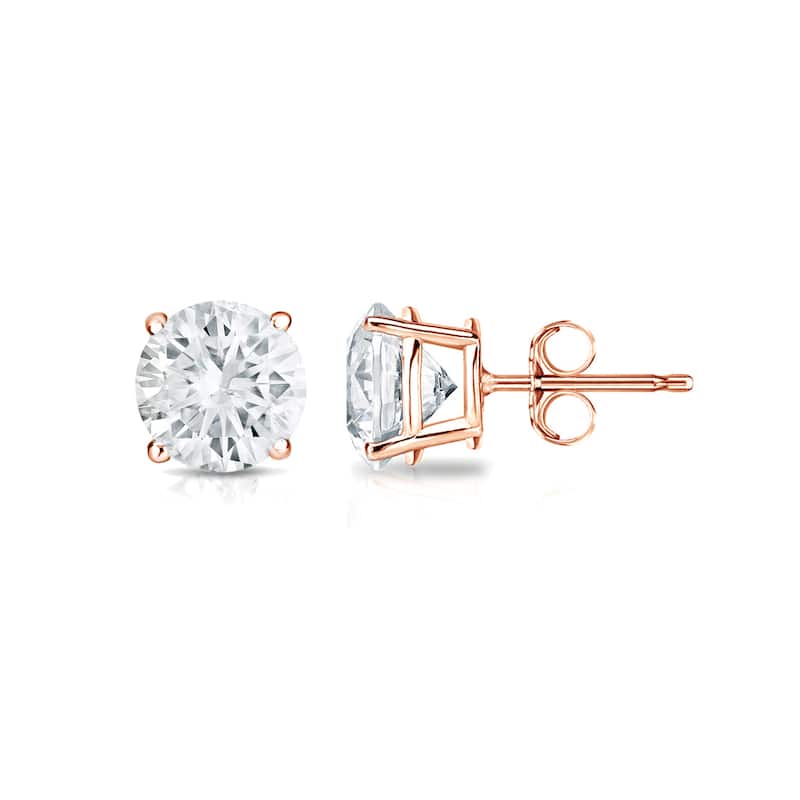 14k Gold Round 1/2ct TW Clarity Enhanced Diamond Stud Earrings by Auriya (H-I, SI1-SI2) - White H-I