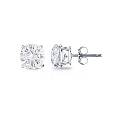 14k Gold Round 1/2ct TW Clarity Enhanced Diamond Stud Earrings by Auriya (H-I, SI1-SI2) - White H-I