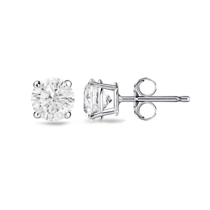 14k Gold Round 1/2ct TW Clarity Enhanced Diamond Stud Earrings by Auriya (H-I, I1-I2) - White H-I