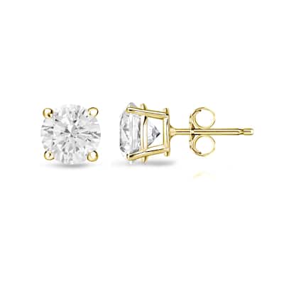 14k Gold Round 1/2ct TW Clarity Enhanced Diamond Stud Earrings by Auriya (H-I, I1-I2) - White H-I