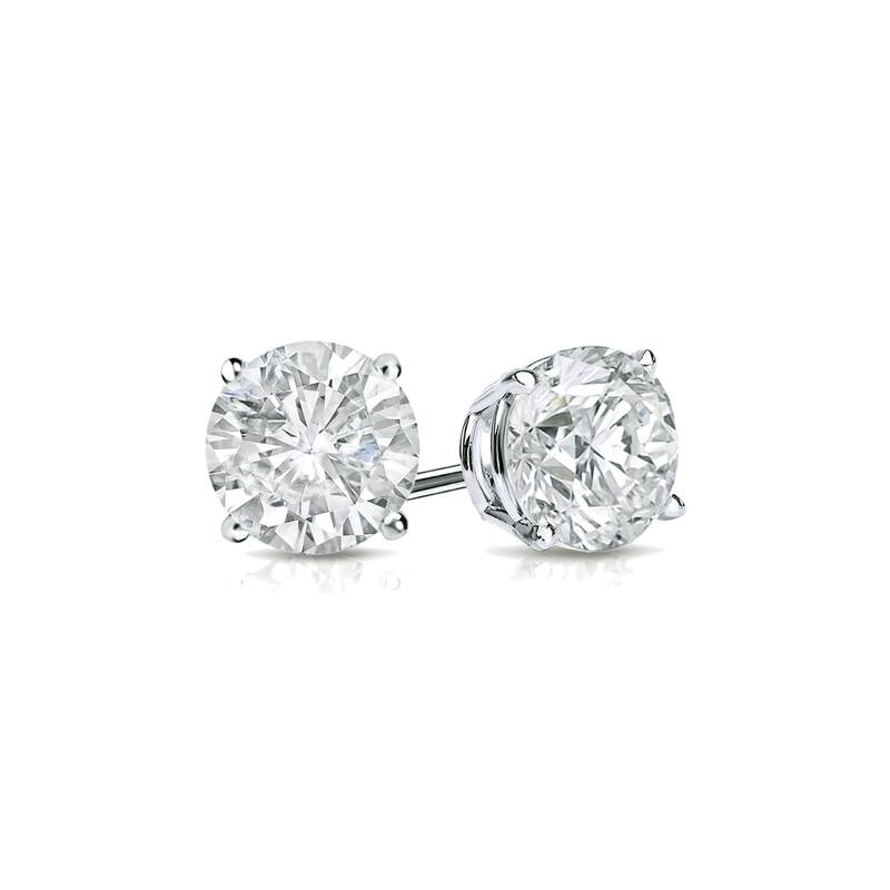 14k Gold Round 1/2ct TW Clarity Enhanced Diamond Stud Earrings by Auriya - White J-K