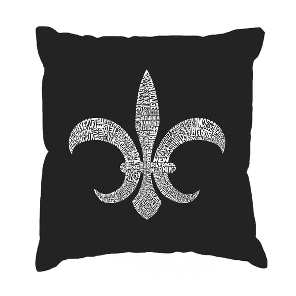 LA Pop Art Fleur De Lis Black Cotton 17-inch Throw Pillow Cover