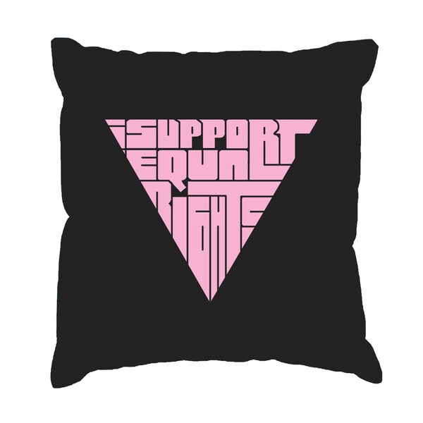 LA Pop Art 'I Support Equal Rights' Black Cotton 17-inch Throw Pillow Cover