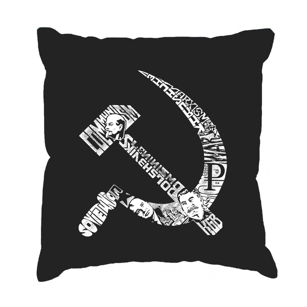 LA Pop Art Soviet Hammer and Sickle Black Cotton 17-inch Throw Pillow ...