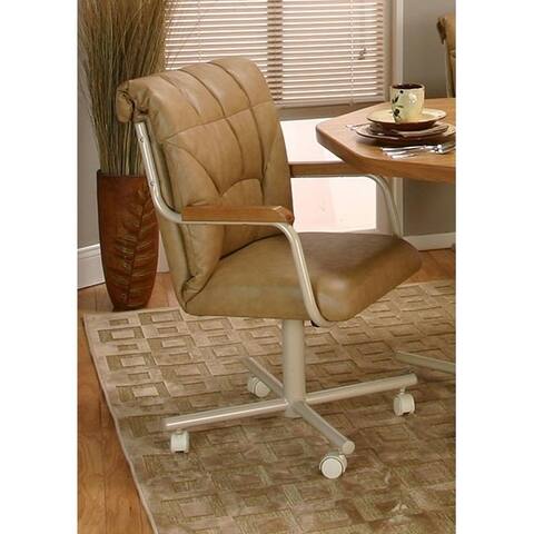Caster Chair Company Cindy Buff Polyurethane Swivel Rolling Arm Chair