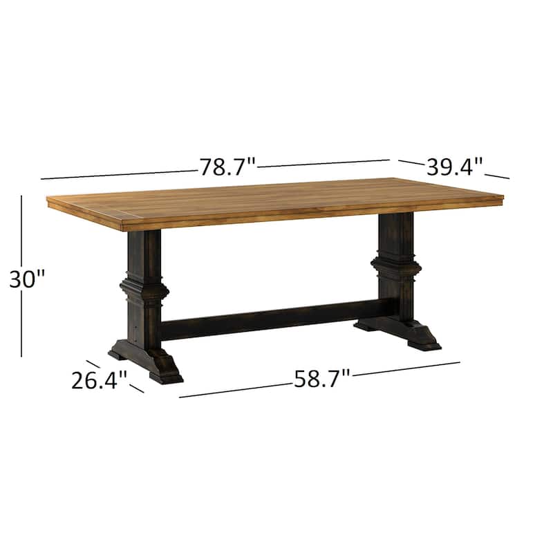 Eleanor Black Farmhouse Trestle Base French Ladder Back 6-piece Dining Set by iNSPIRE Q Classic