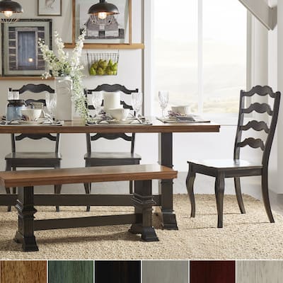 Eleanor Black Farmhouse Trestle Base French Ladder Back 6-piece Dining Set by iNSPIRE Q Classic