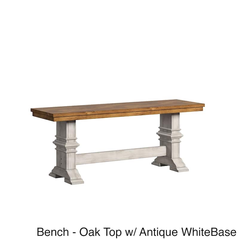 Eleanor Antique White Farmhouse Trestle Base 6-Piece Dining Set - Panel Back by iNSPIRE Q Classic