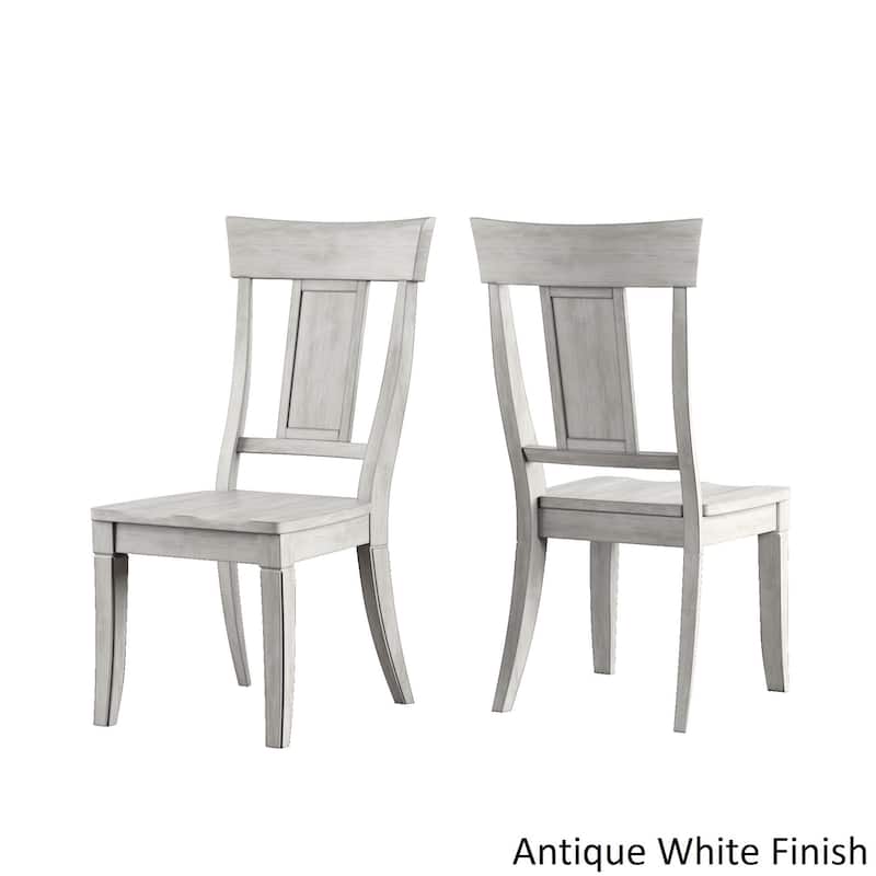 Eleanor Antique White Farmhouse Trestle Base 6-Piece Dining Set - Panel Back by iNSPIRE Q Classic - Antique White Table - Antique White Chairs and Bench