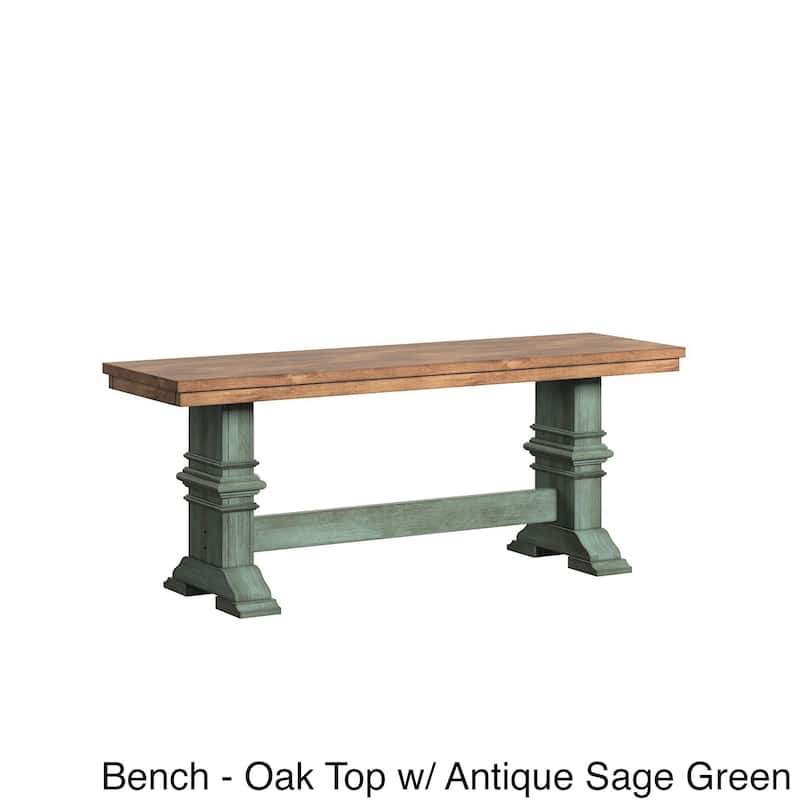 Eleanor Antique White Farmhouse Trestle Base 6-Piece Dining Set - Panel Back by iNSPIRE Q Classic