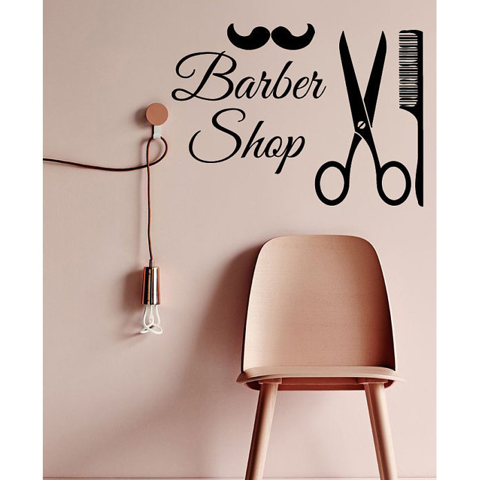 Shop Men Barber Shop Interior Design Art Scissors Comb Mustache