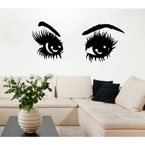 Shop Sexy Eyes With Long Lashes Beauty Salon Woman Vinyl Sticker Mural Art Make Up Stickers Sticker Decal Size 33x52 Color Black On Sale Overstock 14732686