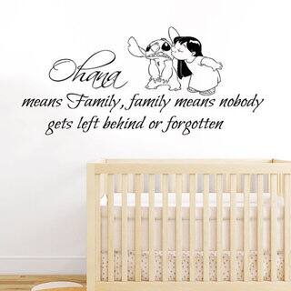 Shop Quote Ohana Family Means Nobody Gets Left Behind Or Forgotten Vinyl Sticker Nursery Decor Sticker Decal Size 22x35 Color Black Overstock 14732716
