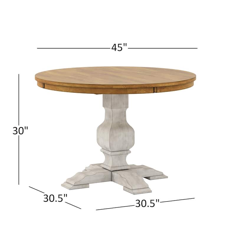 Eleanor Antique White Round Solid Wood Top 5-Piece Dining Set - Slat Back by iNSPIRE Q Classic