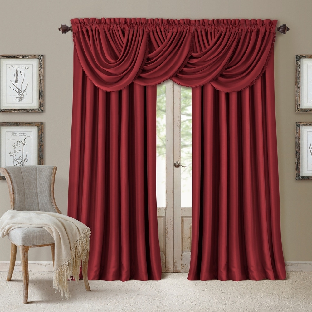 Royal Velvet Scalloped Valance 54 W X 17 L Blue Ivory Window Treatments Hardware Garden Curtains