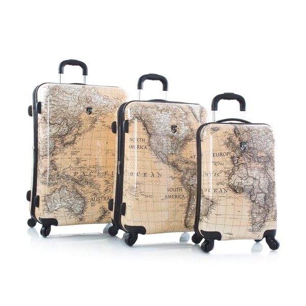 Heys Cl Ical World Map Sepia Piece Set Fashion Spinner Upright Suitcase Heys Cl Ical World Map Sepia Piece Set Fashion Spinner Upright Suitcase