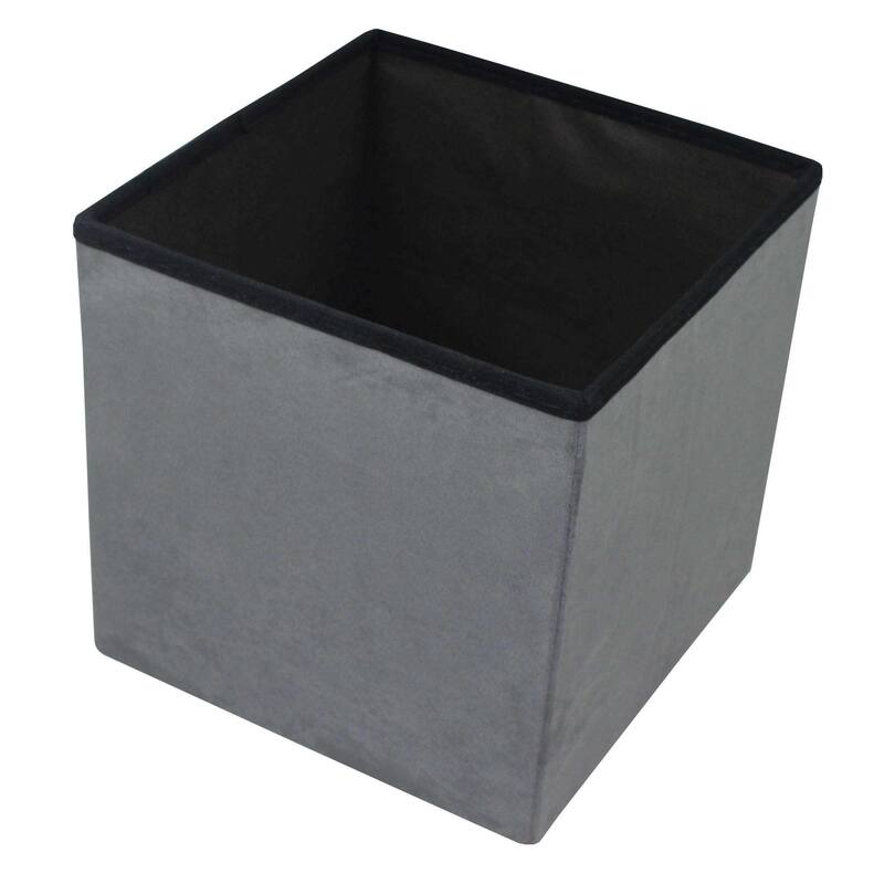 Foldable Storage Ottoman - Suede with Cover (Grey)