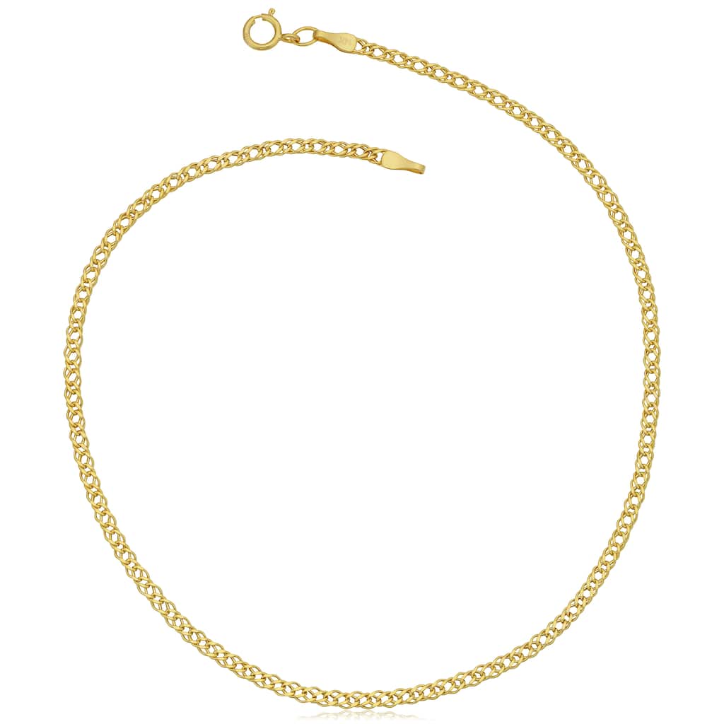 Fremada 10k Yellow Gold 2-mm Diamond Weave Curb Anklet (10 inch)