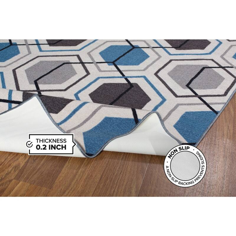 World Rug Gallery Contemporary Geometric Stripe Non-Slip Area Rug