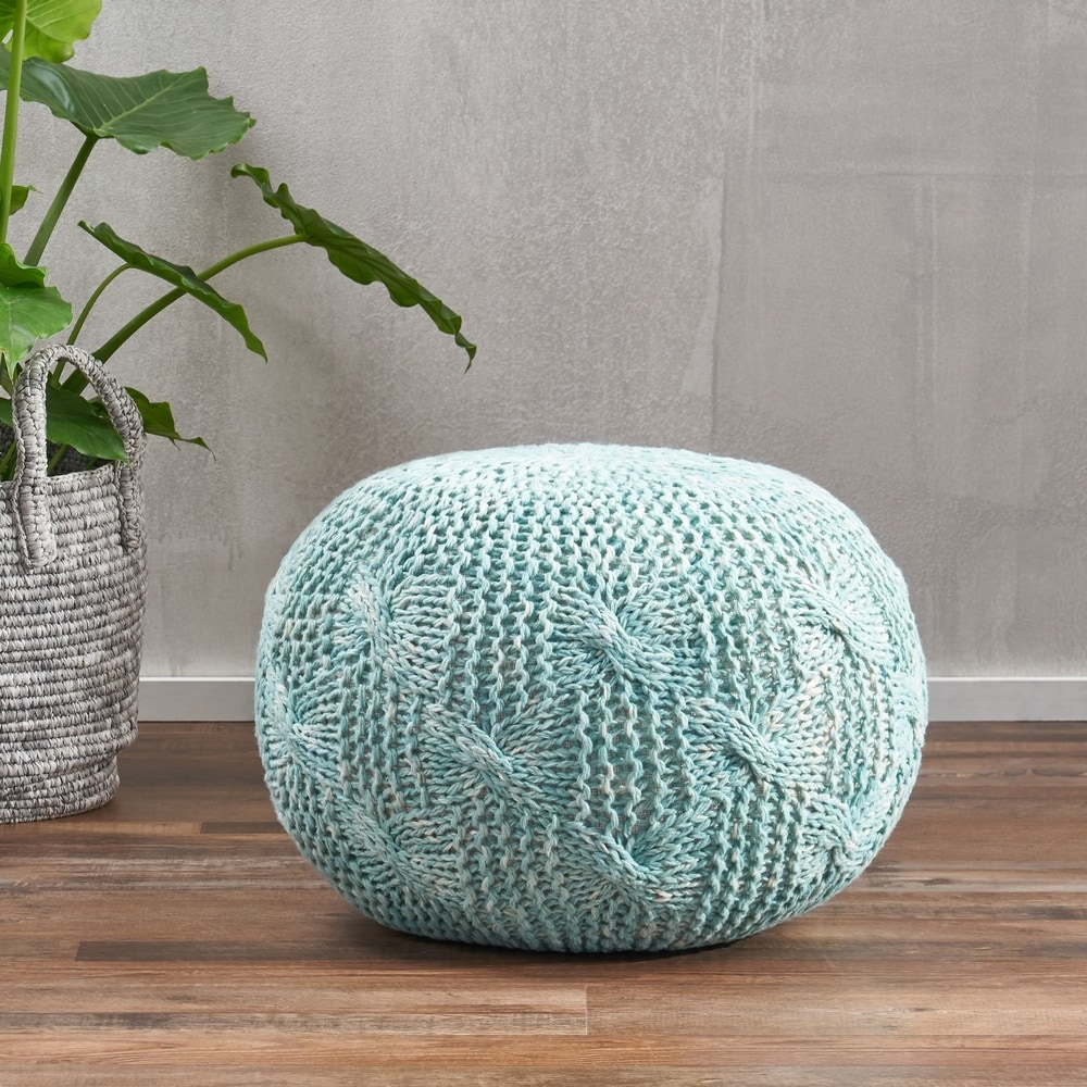 Indoor PLABO Denim/Blush Round Zipper Pouf - Stuffed - Extra Beads  Included! - 24in dia x 20in tall - On Sale - Bed Bath & Beyond - 37251323