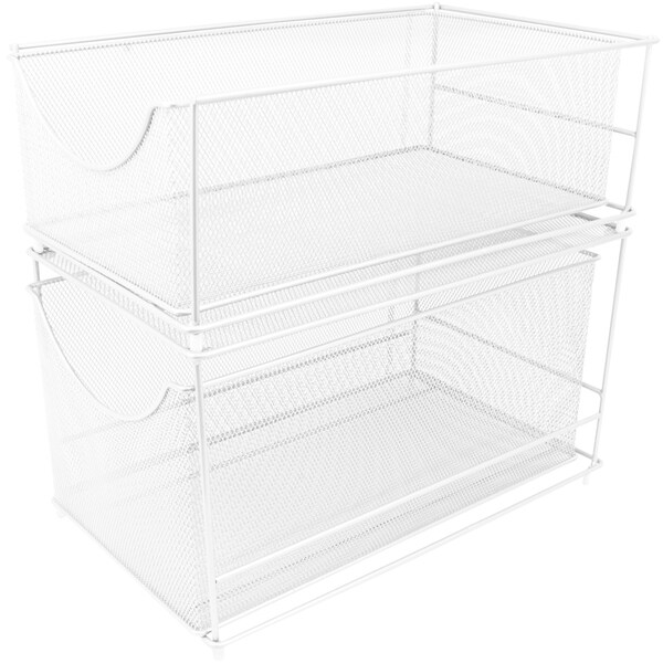 Mesh Steel Cabinet Organizer Set with 2 Pull Out Drawers ...