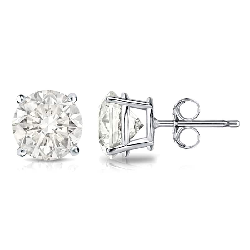 Auriya 2ctw Clarity-enhanced Round Diamond Stud Earrings 14k Gold (I2-I3) - White